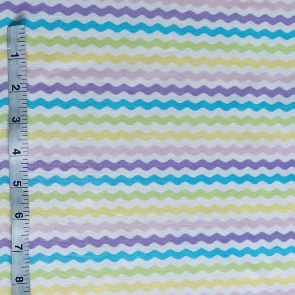 Pastel Rainbow Fabric Rick Rack Stripe Fabric Cotton Sewing Fabric BTY - Picture 1 of 3